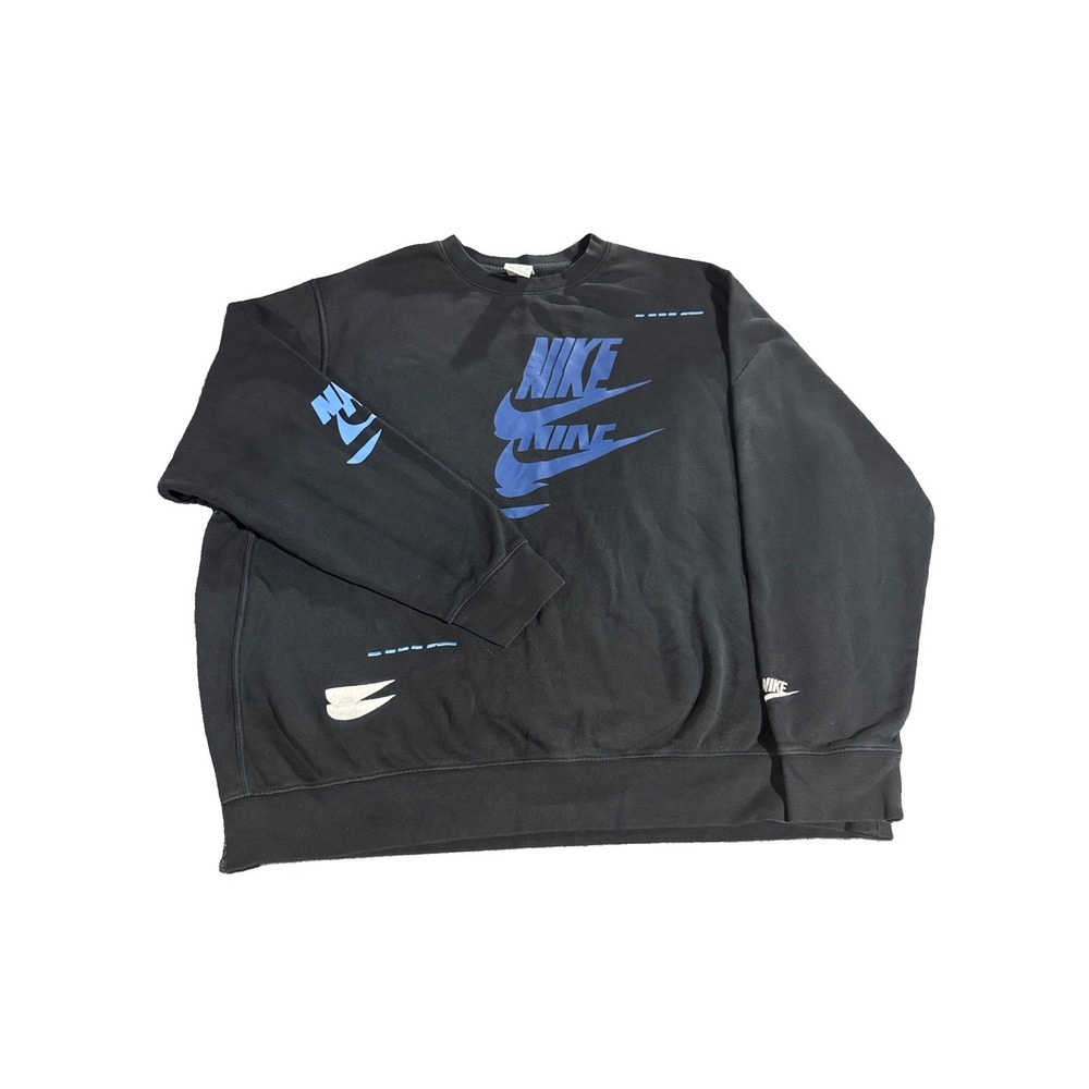 NIKE SPORTSWEAR GLITCH CLUB CREW FLEECE SWEATSHIRT DM6875-010 ( MENS XXL ) BLACK